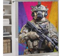 POLIUAWS Warrior Canine The Ultimate Soldier Partner Shower Curtains Set with 12 Hooks Waterproof Polyester Fabric Bath Shower Curtains Mildew for Toile Bathroom Dorm 69.69x70.87Inch（177x180cm）