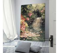 POLIUAWS Watercolor Waterfall with Flowers And Foliage Custom Canvas Prints for Rustic Bath Decor Artwork 20x30inch(50x75cm)