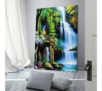 POLIUAWS Waterfall Cabin Landscape Art Canvas Paintings On The Wall Art Posters And Prints Hand to Hand Art Pictures Poster Home Decor24x36inch(60x90cm)