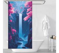 POLIUAWS Waterfall in A Blue Canyon Cherry Blossom Bath Shower Curtains Mildew Quick Drying Proof Resistant Modern Fabric Bathroom Decor Set for Bathtub Shower Stall 35.43x70.87Inch（90x180cm）