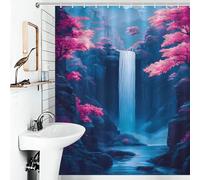 POLIUAWS Waterfall in A Blue Canyon Cherry Blossom Bathroom Decor Curtains Thicken Durable Polyester Shower Curtains Mould Proof for Bathroom Bathtub Apartment Decor 56.30x70.87Inch（143x180cm）