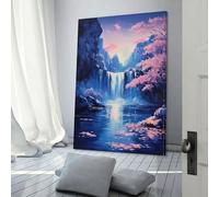 POLIUAWS Waterfall Serenity Cherry Blossom Nature Living Room Pictures for Walls for Living Room Kids Children Girl Boys Birthday Party Gift Modern Art Prints 08x12inch(20x30cm)