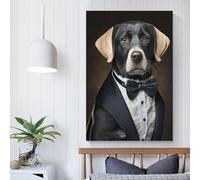 POLIUAWS Well Dressed Labrador Dog Art Work for Home Walls for Gifts Bathroom Home Kitchen Office Decor Modern Wall Art 08x12inch(20x30cm)