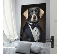 POLIUAWS Well Dressed Labrador Dog Wall Paintings for Living Room Bedroom Kitchen Hallway Stairs Large Abstract Canvas Wall Art 12x18inch(30x45cm)