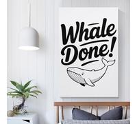 POLIUAWS Whale Done! Pun Illustration Art Canvas Paintings On The Wall Art Posters And Prints Hand to Hand Art Pictures Poster Home Decor24x36inch(60x90cm)