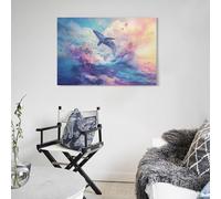 POLIUAWS Whale Leaping Through Clouds Art Work for Home Walls Wall Art for Teenage Boys Bedroom Living Room Canvas 16x24inch(40x60cm)