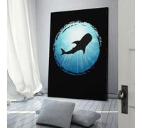 POLIUAWS Whale Shark Blue Ocean Apn Wall Pictures Bedroom Wall Decor Ready to Hang for Bathroom Toilet Decor Wall Canvas 12x18inch(30x45cm)