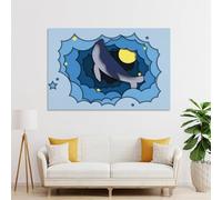 POLIUAWS Whale through The Clouds Rubaiyat Afreen Pictures for Bedroom Walls for Toilet Bathroom Decor Picture Canvas 24x36inch(60x90cm)