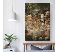 POLIUAWS Whimsical Forest Tea Party Paintings for Bedrooms for Teens Girl Women Living Room Decoration Wall Canvas 16x24inch(40x60cm)