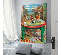 POLIUAWS Whimsical Garden Tea Party Scene Wall Pictures Living Room Living Room & Bathroom Decor Canvas Wall Art 24x36inch(60x90cm)