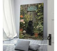 POLIUAWS Whiskered Serenity in Bloom Grey Wall Art Wall Decor Ready to Hang for Bathroom Toilet Decor 08x12inch(20x30cm) Paintings for Living Room