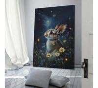 POLIUAWS Whispering Night Bunnies Living Room Canvas Wall Art Prints for Special Occasions Living Room Canvas 24x36inch(60x90cm)