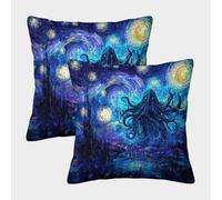 POLIUAWS Whispering Night Sky Zipper Pillow Case Polyester Pillow Case Machine Washable Pillow Protectors 40x40cm Pillows Not Included