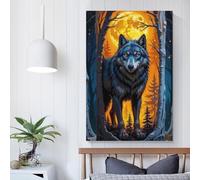 POLIUAWS Wolf Forest Full Moon Canvas Wall Art Prints Hanging Poster Yoga Studio Room Decor Inner Peace Reiki Wall Art Spiritual Healing Gift for Family Friend 24x36inch(60x90cm)