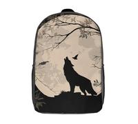 POLIUAWS Wolf Moon Night-2 School Backpack 3D Printed Children's Backpacks Bag Bookbag for Kids Boy Girl Book Bags Kids School Bag Travel Rucksacks 17inch