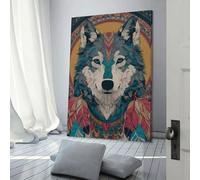 POLIUAWS Wolf Spirit Mandala Art Print Canvas Artwork for Wall Wall Decor Ready to Hang for Bathroom Toilet Decor Wall Art Canvas 20x30inch(50x75cm)