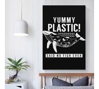 POLIUAWS Yummy Plastic Whale Poster Canvas Painting Wall Art Picture Home Decor Print For Bedroom Living Room Gifts from Kids 20x30inch(50x75cm)