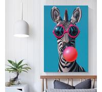 POLIUAWS Zebra Bubblegum Wall Decoration Living Room & Bathroom Decor 16x24inch(40x60cm) Wall Pictures for Living Room