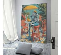 POLIUAWS Zebra's Tropical Chill Canvas Picture For Teens Game Boys Room Wall Decor 16x24inch(40x60cm) Wall Pictures Bedroom