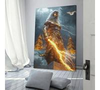 POLIUAWS Zeus, King of The Skies - God of Thunder And Divine Wrath Poster Print Art Wall Painting Canvas Posters Modern Bedroom Decor Birthday Decoration Supplies 16x24inch(40x60cm)