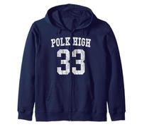 Polk High Football 33 Bundy No Maam - Aged Front & Back Zip Hoodie