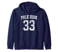 Polk High Football 33 Bundy No Maam - Aged Front & Back Zip Hoodie