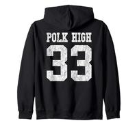 Polk High School Football Jersey 33 Aged Look Bundy Zip Hoodie