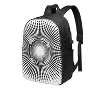 Polka Circle Laptop Backpack Swirl Art Travel Backpack 17inch Water Resistant Carry on Rucksack with USB Charging Port College Bookbag School Work Bag for Women Men