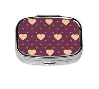 Polka Dot and Heart Maroon,Meta Pill Box 2 Compartment Medicine Case,Portable Organizer,Rectangle Meta Portable Organizer Pill Box 120 Compartment Medicine Case