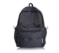 Polka Dot Backpack for Women, Kawaii Nylon Bookbag with Bow, Multi-Compartment Casual Daypack, Stylish Black and White Rucksack for School and Travel