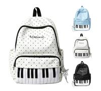 Polka Dot Backpack Piano Backpack, Aesthetic Music Daypack (White A)