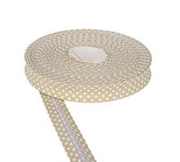 Polka Dot Bias Binding Tape 18mm Cotton Twill Tape for Sewing, Bias Binding, Bunting, Binding & Bias Tape Versatile Sewing Accessory Ideal for DIY Craft Projects by Discount Fabrics LTD (Beige,25m)