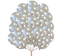 Polka Dot Birthday Balloons 12 inch Party Balloons Bright Colorful Spotty Balloons Kids Birthday Balloons Baby Shower Decoration Candyland Party Silver Polkadot Patterned Balloon Pack of 30