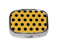 Polka Dot Black Dots On Yellow Printed,Meta Pill Box 2 Compartment Medicine Case,Portable Organizer