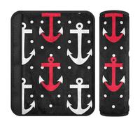 Polka Dot Black White Red Ocean 2 pcs Car seat Strap Covers, More Comfort Driving, Accessories for Your car for Van Sedan SUV 10x7.7 in Protector para cinturón de carro