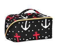 Polka Dot Black White Red Ocean Toiletry Bag with dividers Zipper Toiletry Bag For Women with Compartments & Handle