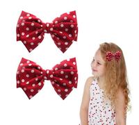 Polka Dot Bow Hair Clips - Handmade Duckbill Fabric Bow Hair Barrettes Clips French Spotted Bowknot Slides Hair Barrettes Accessories for Women Girls (Red-Polka Dot)