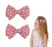 Polka Dot Bow Hair Clips - Handmade Duckbill Fabric Bow Hair Barrettes Clips French Spotted Bowknot Slides Hair Barrettes Accessories for Women Girls (Pink-Polka Dot)