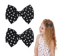 Polka Dot Bow Hair Clips - Handmade Duckbill Fabric Bow Hair Barrettes Clips French Spotted Bowknot Slides Hair Barrettes Accessories for Women Girls (Black-Polka Dot)
