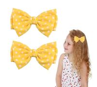 Polka Dot Bow Hair Clips - Handmade Duckbill Fabric Bow Hair Barrettes Clips French Spotted Bowknot Slides Hair Barrettes Accessories for Women Girls (Yellow-Polka Dot)