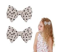 Polka Dot Bow Hair Clips - Handmade Duckbill Fabric Bow Hair Barrettes Clips French Spotted Bowknot Slides Hair Barrettes Accessories for Women Girls (Off White-Polka Dot)