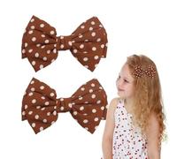 Polka Dot Bow Hair Clips - Handmade Duckbill Fabric Bow Hair Barrettes Clips French Spotted Bowknot Slides Hair Barrettes Accessories for Women Girls (Khaki-Polka Dot)