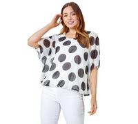 Polka Dot Bubblehem Chiffon Overlay Top Roman Ivory 10