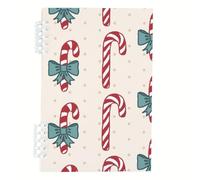 Polka Dot Candy Cane Notebook Journal, A5 Refillable Notebook 60 Pages, Lined Campus Notebooks, Spiral Journal Beautiful Journals for Women Study Essentials Supplies for Girls