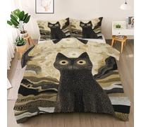 Polka Dot Cat Duvet Cover Set Toddler's, Abstract Animal Bedding Quilt Cover Set, Mystical Cat Duvet Cover with 1 Pillowcases, Microfibre Reversible Bed Covers 2 Pcs with Zipper Closure