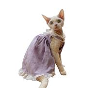Polka Dot Cat T Shirt for Sphynx Devon Rex, 12 Colors Cotton Long Sleeve Turtleneck, Basic Fall Winter Outfit for Hairless Cats, Warm Everyday Top XS to XXXL (M+,Purple)