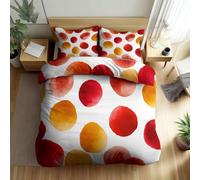 Polka Dot Circle Duvet Cover Set Double Size Watercolor Quilt Cover 200x200 cm 3D Reversible Bedding with Pillowcases Zipper Closure Soft Easy Care Comforter Covers Set a.3174