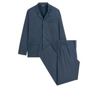 Polka Dot Cotton Pyjamas with Tailored Collar Navy Print