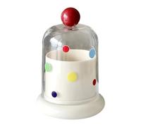 Polka Dot Cotton Swab and Toothpick Storage Box Under One Roof with Dustproof Transparent Cover for Bath Area