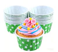 Polka Dot Cupcake Baking Cases, 100pcs Mini Round Muffin Liners for Home Baking, Birthdays, Weddings (Green)